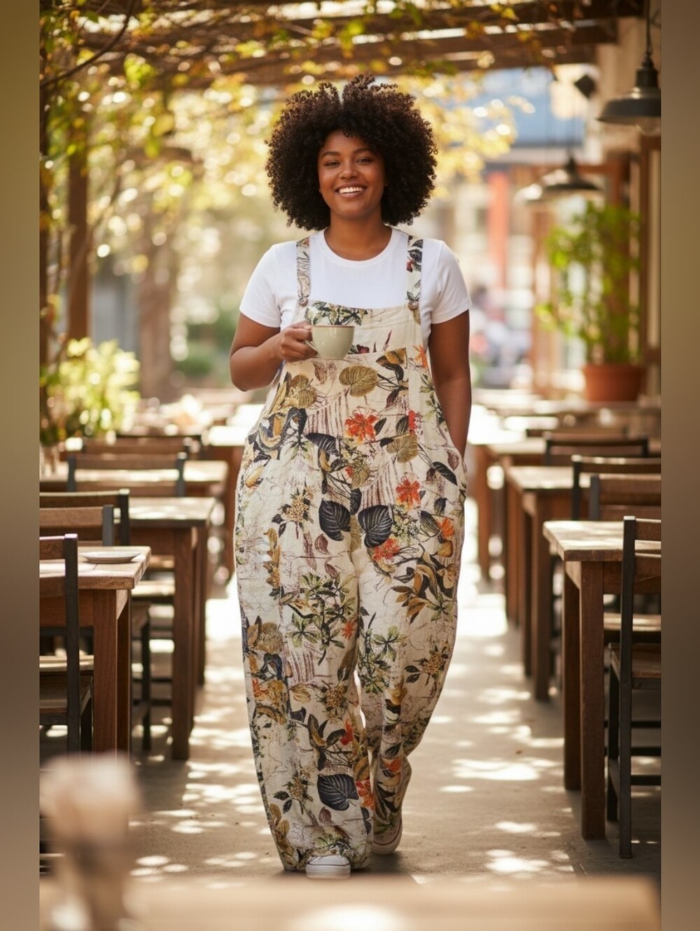 Tropical Print Lightweight Cotton Mix Overalls/Jumpsuit Size 4XL